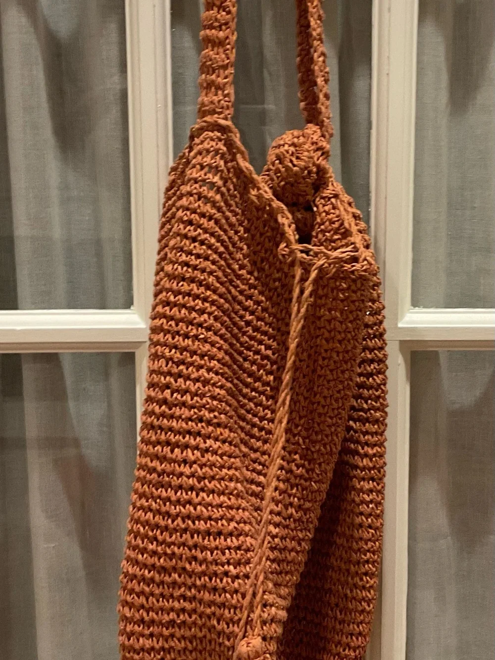 J. Crew Rust Crochet Knit Shoulder Tote
